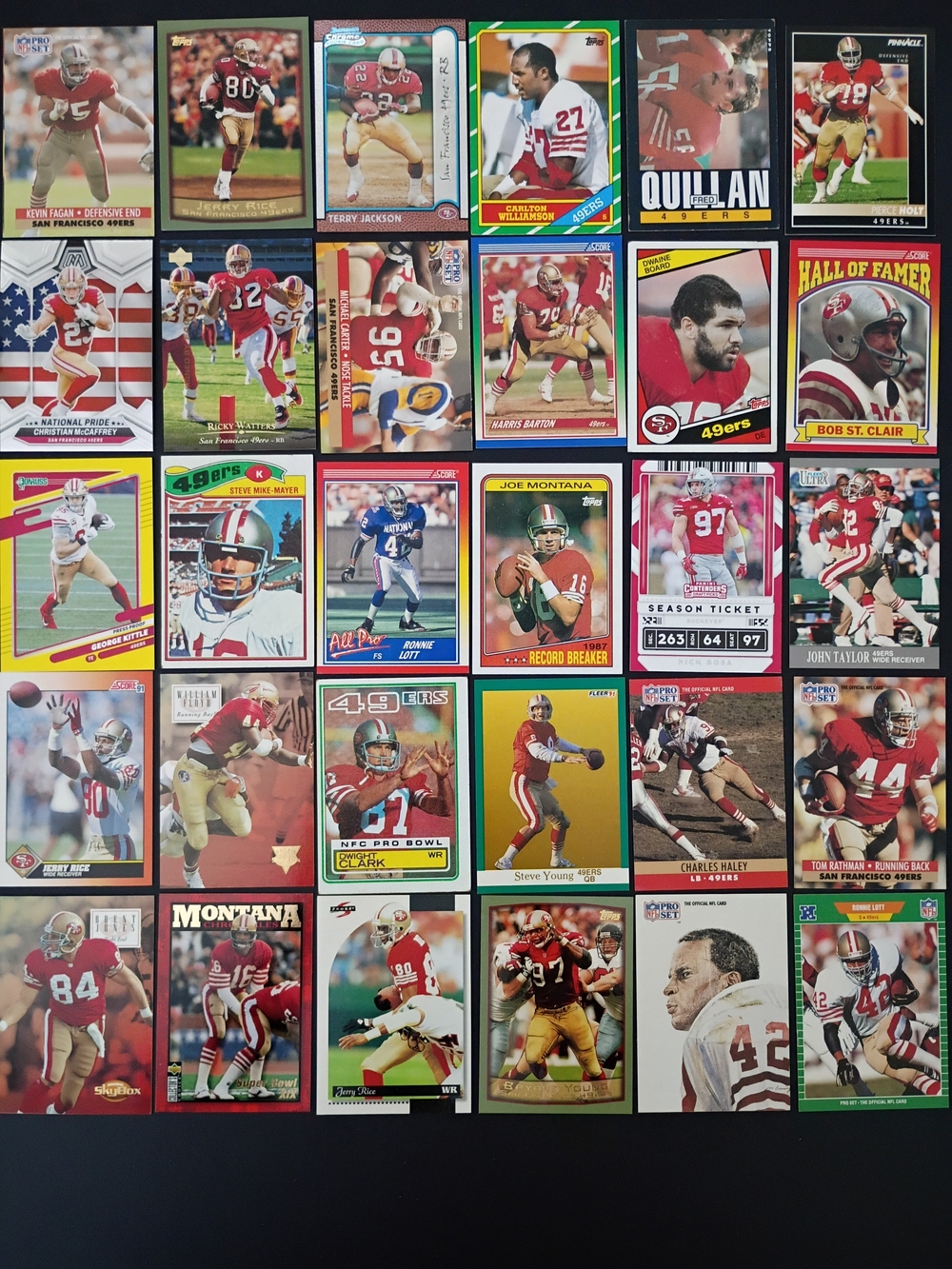 30 San Francisco 49ers Football Cards Montana McCaffrey George Kittle Jerry Rice